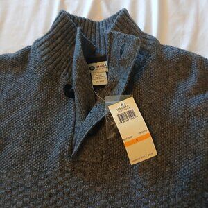 Haggar 1/4 Button Pullover Men’s Sweater Dark Gray Cotton Blend Small NWT